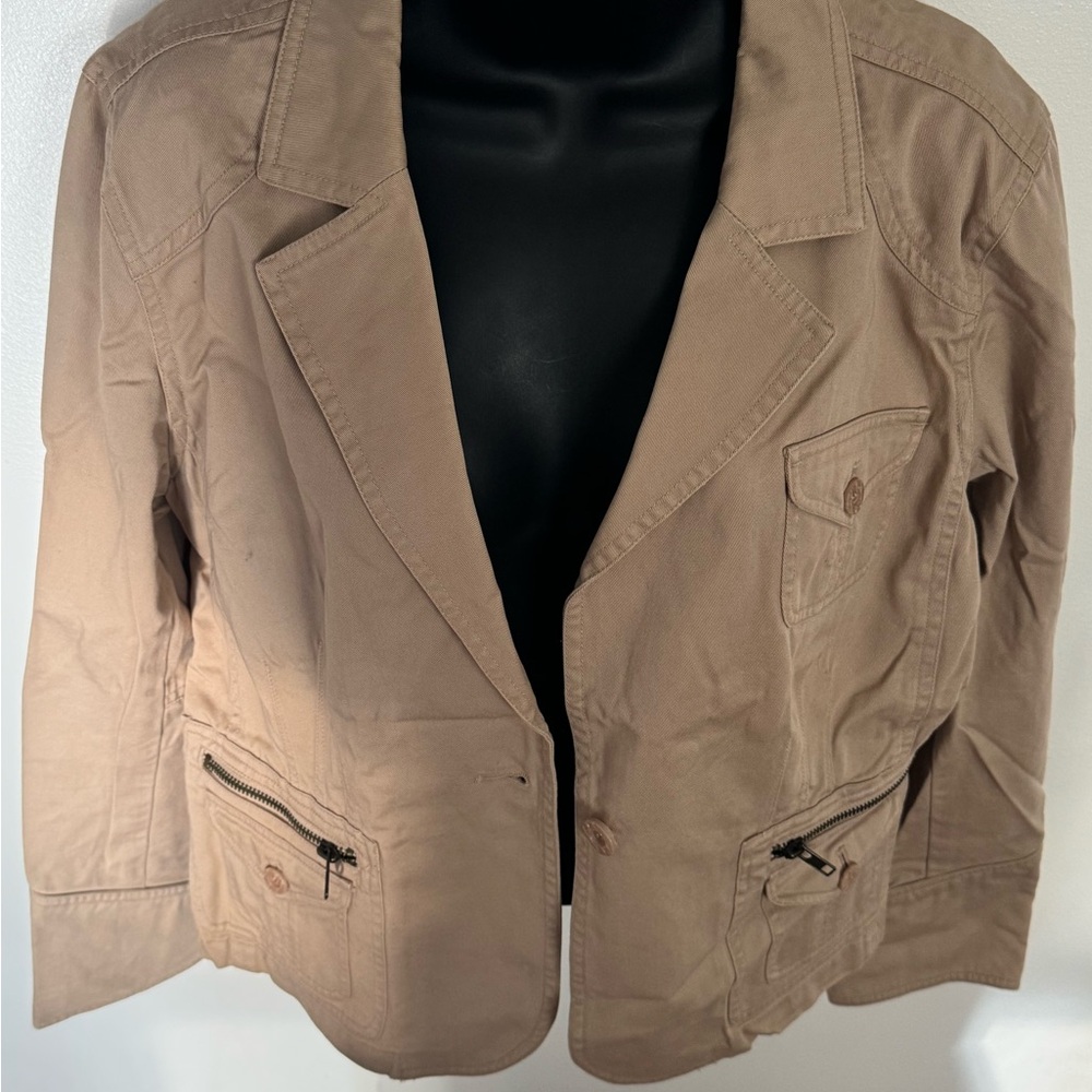 Dressbarn‎ Women's Tan Blazer with Pockets casual Dressy Work